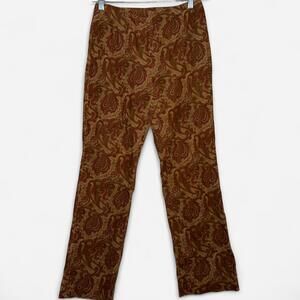 Brown paisley print corduroy trousers